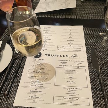 Truffles - Menu and complimentary champagne for our Valentine's Date - American Near Me - St. Louis, Missouri
