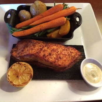 Seasons 52 - Cedar plank roasted salmon - New American Near Me - Costa Mesa, California Seasons 52 - Cedar plank roasted salmon - New American Near Me - Costa Mesa, California