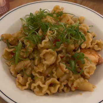 Pasta Louise - Shrimp & Scallions with campanelle - Italian Near Me - Brooklyn, New York Pasta Louise - Shrimp & Scallions with campanelle - Italian Near Me - Brooklyn, New York