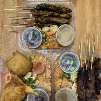 Thai BBQ - S8 dearest crab, S7 chicken sate and S7 beef sate - Thai Near Me - Panorama City, California