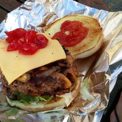 Sidewalk Grill Express - Sexy burger...it has everything, including grilled cherries.