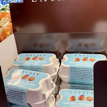 Eataly - SoHo - How cute is this?! Milk chocolate eggs with milk cream filling in an Eataly egg carton! So cute! - Pizza Near Me - New York, New York