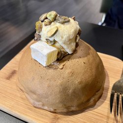 Divvy Coffee & Buns - Istanbul Delight! Topped with vanilla ice cream, pistachios, and Turkish delight.