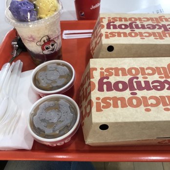 Jollibee - Halo halo and chicken joy with spaghetti yum - Chicken Shop Near Me - Rancho Cucamonga, California