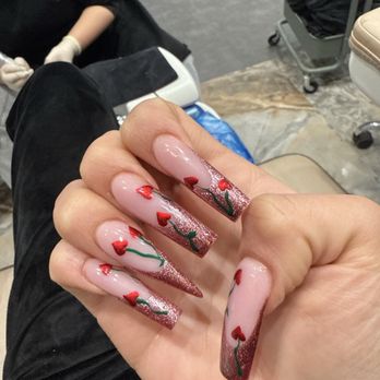 Luxe Nails - Glitter french tip - Nail Salons Near Me - Buena Park, California Luxe Nails - Glitter french tip - Nail Salons Near Me - Buena Park, California
