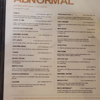Abnormal Beer - House beer menu - Wineries Near Me - San Diego, California