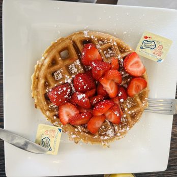 Adams Restaurant & Catering - Belgium waffle with fresh strawberries - New American Near Me - Wildwood, New Jersey Adams Restaurant & Catering - Belgium waffle with fresh strawberries - New American Near Me - Wildwood, New Jersey