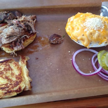 Feast BBQ - Standard BBQ sandwich with Mac & Cheese as the side item - Barbeque Near Me - Louisville, Kentucky Feast BBQ - Standard BBQ sandwich with Mac & Cheese as the side item - Barbeque Near Me - Louisville, Kentucky