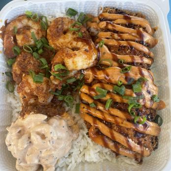 Da Bald Guy - Cajun Garlic Butter Shrimp Furikake-Crusted Salmon - Food Trucks Near Me - Kahuku, Hawaii