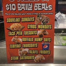 U Need A Pita - Menu specials for each of the days of the week