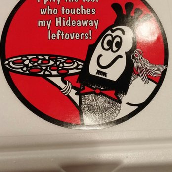 Hideaway Pizza - Sticker on to go box - Pizza Near Me - North Little Rock, Arkansas