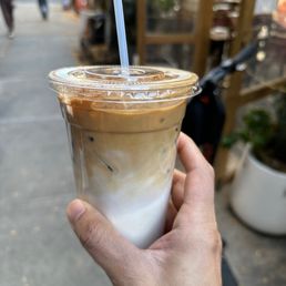 a hand holding a cup of coffee