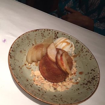Montrio - brown butter almond cake with ice cream and poached pears - New American Near Me - Monterey, California Montrio - brown butter almond cake with ice cream and poached pears - New American Near Me - Monterey, California