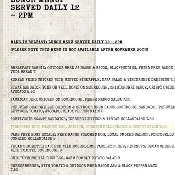 Made In Belfast - Menu - Irish Near Me - Belfast, BFS