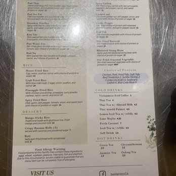 Basil & Co - Menu - Thai Near Me - Diamond Bar, California