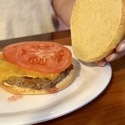 Pickwick Pub - A simple, but perfectly cooked, medium-rare cheeseburger.
