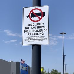 Walmart Supercenter - This Walmart does not want business from people who are traveling in RV's or Semi's.