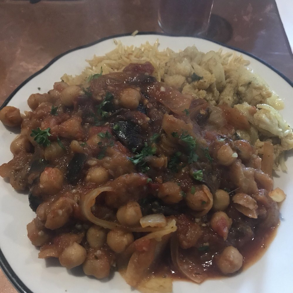 Tara Kitchen - Eggplant with chickpeas, prunes and honey. Ooohhh so good. - Moroccan Near Me - Schenectady, New York Tara Kitchen - Eggplant with chickpeas, prunes and honey. Ooohhh so good. - Moroccan Near Me - Schenectady, New York