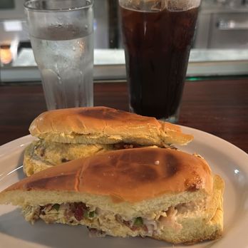 Tinta y Cafe - Build your own sandwich - Media Noche bread, scrambled eggs, Swiss cheese,  green peppers, turkey, bacon, and a cream cheese spread - Cafes Near Me - Miami Shores, Florida