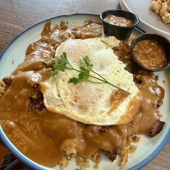 Scramblers Cafe - Shredded short rib Loco Moco special. Very yummy with extra gravy. - Breakfast & Brunch Near Me - Ontario, California Scramblers Cafe - Shredded short rib Loco Moco special. Very yummy with extra gravy. - Breakfast & Brunch Near Me - Ontario, California