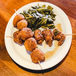 It's a Southern thing: Kitchen and Bar - Chicken and waffles skewers ($14) IG: michellelieats