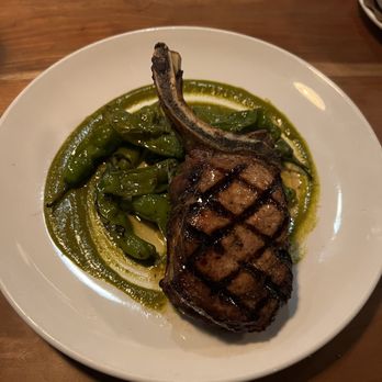 Louie - Pork Chop, Shishito, Chermoula - Italian Near Me - Clayton, Missouri Louie - Pork Chop, Shishito, Chermoula - Italian Near Me - Clayton, Missouri