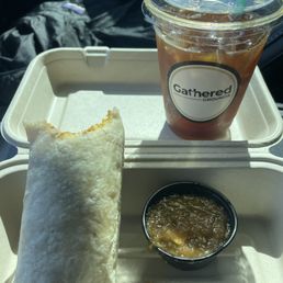 Coffee, burrito