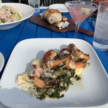 Sam's Chowder House - Giant Jumbo Prawns Stuffed with Blue Crab and wrapped in Smoked Bacon with Sam s Blue Crab and Shrimp Louis salad in the background - Seafood Near Me - Half Moon Bay, California Sam's Chowder House - Giant Jumbo Prawns Stuffed with Blue Crab and wrapped in Smoked Bacon with Sam s Blue Crab and Shrimp Louis salad in the background - Seafood Near Me - Half Moon Bay, California