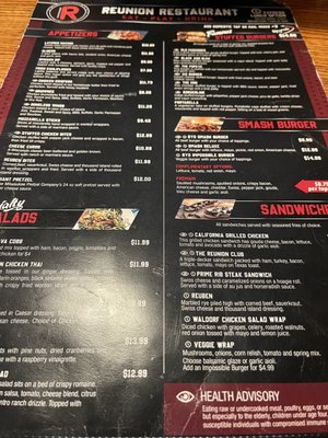 Menu photo 8 Reunion Restaurant West Allis, WI