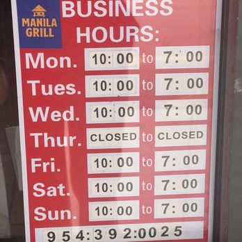 Manila Grill and BBQ - Business hours - Barbeque Near Me - Pembroke Pines, Florida Manila Grill and BBQ - Business hours - Barbeque Near Me - Pembroke Pines, Florida
