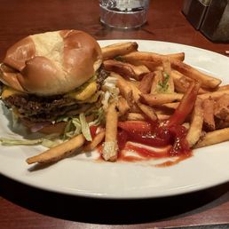 Hamburger and fries Hamburger and fries