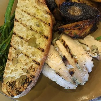 Urban Plates - grilled cage free chicken, baby broccoli, beets, and bread - New American Near Me - Irvine, California Urban Plates - grilled cage free chicken, baby broccoli, beets, and bread - New American Near Me - Irvine, California