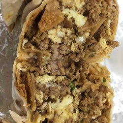 Valero Gas Station - Chorizo, egg, jalapeño andFried tortilla chips chopped, really good burrito and I have homemade salsa you get mild or hot excellent!