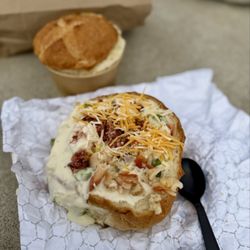 Splash Cafe - Fully loaded clam chowder bread bowl
