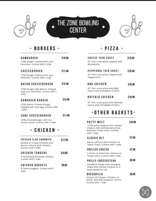 Menu photo 2 The Zone Bowling Center Pampa, TX Menu photo 2 The Zone Bowling Center Pampa, TX