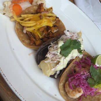 Texan Taco Bar - Shrimp Taco, Baja Fish taco, chicken taco. Cilantro lime rice on the side - Tacos Near Me - Chicago, Illinois