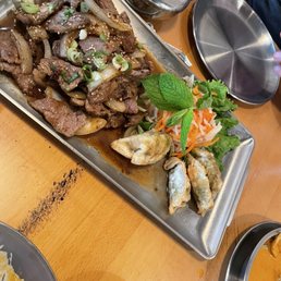 Steak and onions and vegetable dumplings very tough don't order Steak and onions and vegetable dumplings very tough don't order