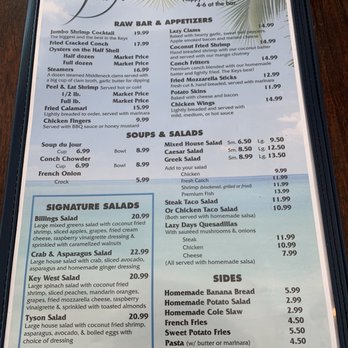 Lazy Days Restaurant - Menu - Seafood Near Me - Islamorada, Florida Lazy Days Restaurant - Menu - Seafood Near Me - Islamorada, Florida