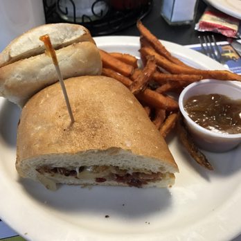 Country Cafe - Grilled cheese with bacon and sweet potato fries with house specialty sauce. - American Near Me - Lake Ariel, Pennsylvania
