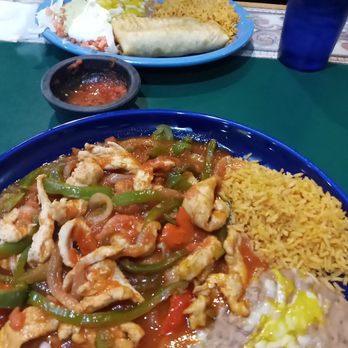Ay Jalisco - Foreground, pollo carnival, background, beef enchilada - Mexican Near Me - Lady Lake, Florida