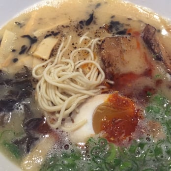 Jun-Men Ramen Bar - Pork Bone Ramen (Chashu, Kikurage, Menma, Egg, Scallion, Black Oil) - Ramen Near Me - New York, New York