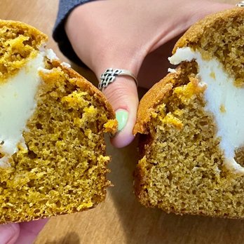 Neighbor's Mill Bakery & Cafe - This is what the inside of the Pumpkin Cream Cheese Muffin looks like. - Bakeries Near Me - Harrison, Arkansas Neighbor's Mill Bakery & Cafe - This is what the inside of the Pumpkin Cream Cheese Muffin looks like. - Bakeries Near Me - Harrison, Arkansas