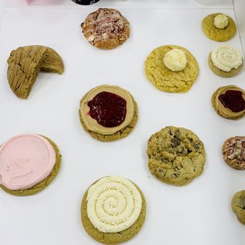 Crumbl - Oak Forest - This selection includes Peanut Butter and Jelly, Chocolate Chip, and Pink Frosted Sugar Cookie (served chilled). - Bakeries Near Me - Houston, Texas Crumbl - Oak Forest - This selection includes Peanut Butter and Jelly, Chocolate Chip, and Pink Frosted Sugar Cookie (served chilled). - Bakeries Near Me - Houston, Texas