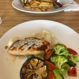 Lemon salmon & a club sandwich Lemon salmon & a club sandwich