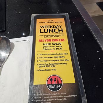 Dada Shabu Shabu Buffet - Menu - Korean Near Me - Irvine, California