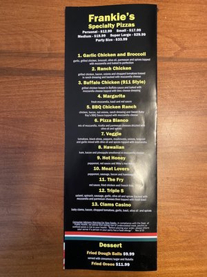 Menu photo 2 Frankie’s Pizza Longmeadow, MA Menu photo 2 Frankie’s Pizza Longmeadow, MA