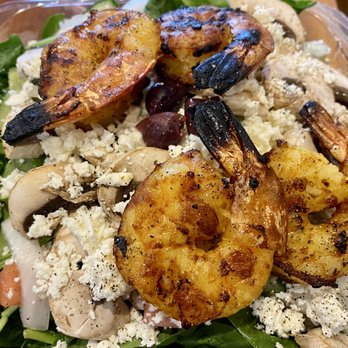 Fattoush Restaurant - Large salad with grilled shrimp. - Mediterranean Near Me - Pittsford, New York Fattoush Restaurant - Large salad with grilled shrimp. - Mediterranean Near Me - Pittsford, New York