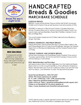 Menu photo 2 Great Harvest Bread Lawrence, KS