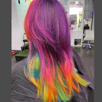 6th dimension - Racoon tail hair color with purple roots. Shagg haircut done by Megan - Hair Salons Near Me - Charlotte, North Carolina 6th dimension - Racoon tail hair color with purple roots. Shagg haircut done by Megan - Hair Salons Near Me - Charlotte, North Carolina