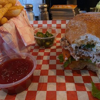 Dukes Plates & Pints - Turkey Burger w/Pepperjack and my hot peppers on the side. - Salad Near Me - Sacramento, California